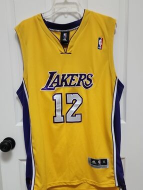 Adidas Size XL Howard Yellow and Purple Los Angeles Lakers #12 Basketball Jersey